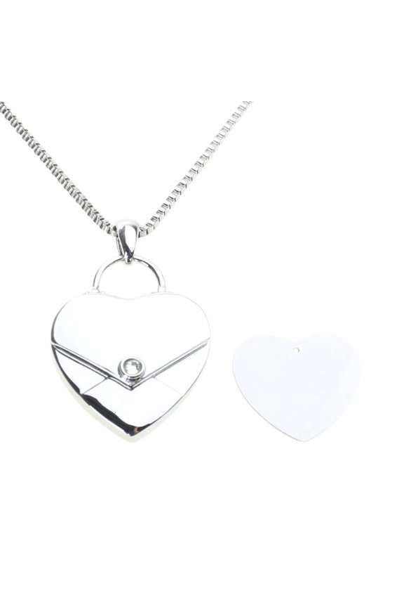 Stainless Steel Engravable Heart Envelope Locket Heart Envelope Necklaces