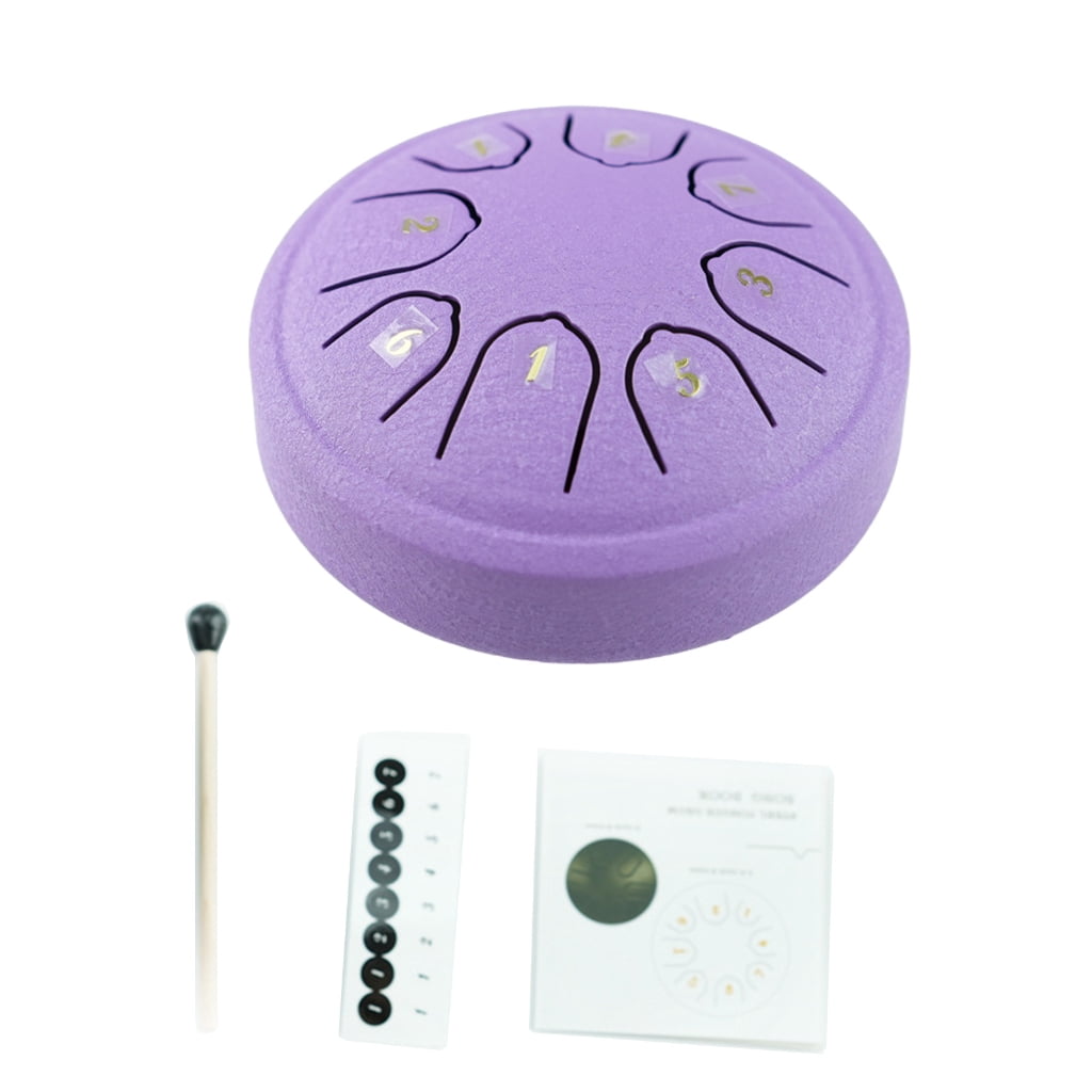 ANXPTIME Steel Tongue Drum 4.5inch 8 Notes Handpan Drum C Key Percussion Instrument with Mallets for Musical Education Concert