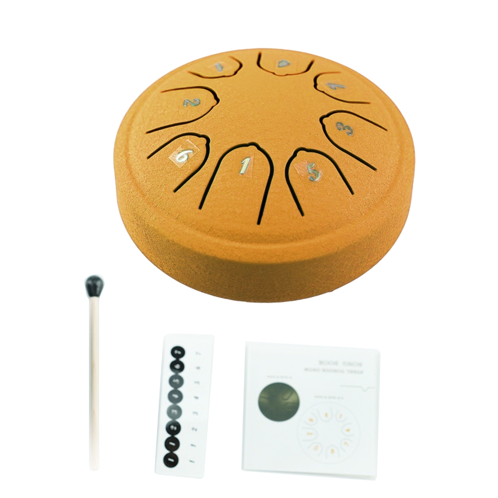 ANXPTIME Steel Tongue Drum 4.5inch 8 Notes Handpan Drum C Key Percussion Instrument with Mallets for Musical Education Concert