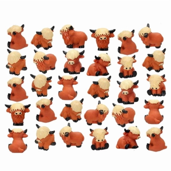 ANXPTIME Tiny Cow Figure to Hide Mini Highlands Cow Figurine Miniature Cow Sculptures