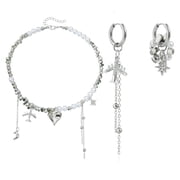 ANXPTIME Trendy Moon Drop Necklace Earrings Alloy Texture for Casual Formal Outfits