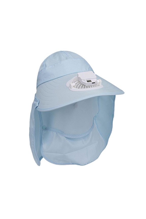 USB Chargeable Fan Hat Removable Neck Cover Sunproof Hat for Outdoor Activity