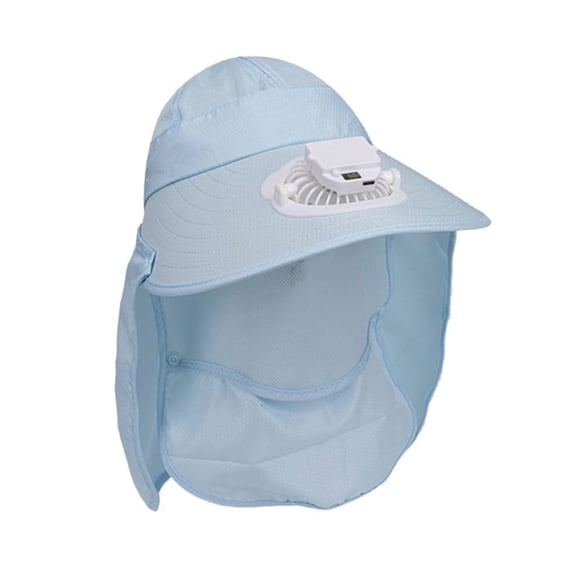 ANXPTIME USB Chargeable Fan Hat Removable Neck Cover Sunproof Hat for Outdoor Activity