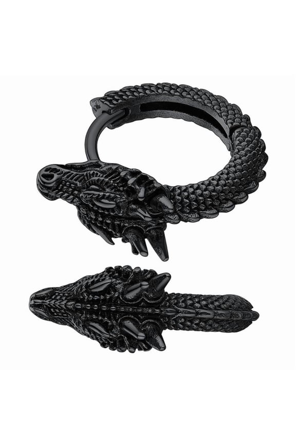 Unisex Dragon Hoop Earrings Punk Style Hip Hop Stainless Steel Party Jewelry