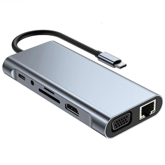 ANXPTIME Universal USB C Hubs 11 Port Aluminum Adapter for Laptop Charging HDTV Data Transfer