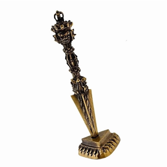 ANXPTIME Vajra Pestle Figurines Buddhist Phurpa Amulet Retro Metal Vajra Gold Dorge