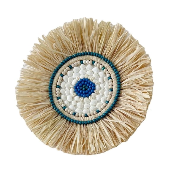 ANXPTIME Wall Hanging Mirror Handmede Craft Photo Props Decorative Straw Woven Mirror