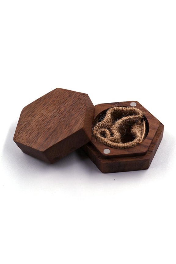 Wedding Exchange Pair Ring Organizer Gem Hexagon Wood Ring Box