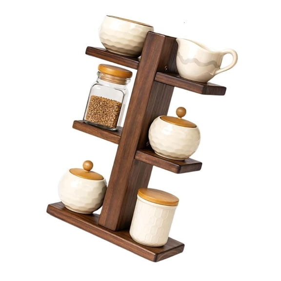 ANXPTIME Wooden Seasoning Storage Stand 3 Level Countertop Shelf For Condiments And Jars