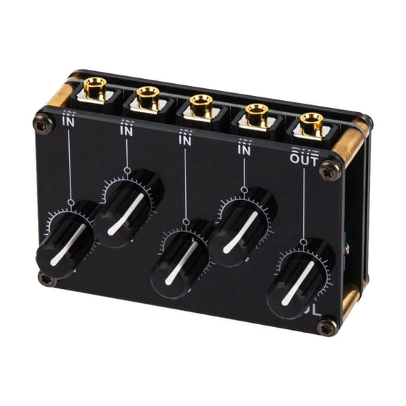 ANXPTIME 4 Channel Line Mixer Portable Passive Analog Audio Sound Mixing Console