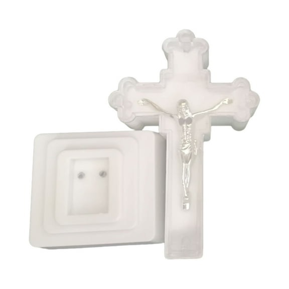 ANXPTME Light up Cross Decoration LED Night Lights Battery Powered Crucifix Statue for Religious Christian Easter Wedding Decor