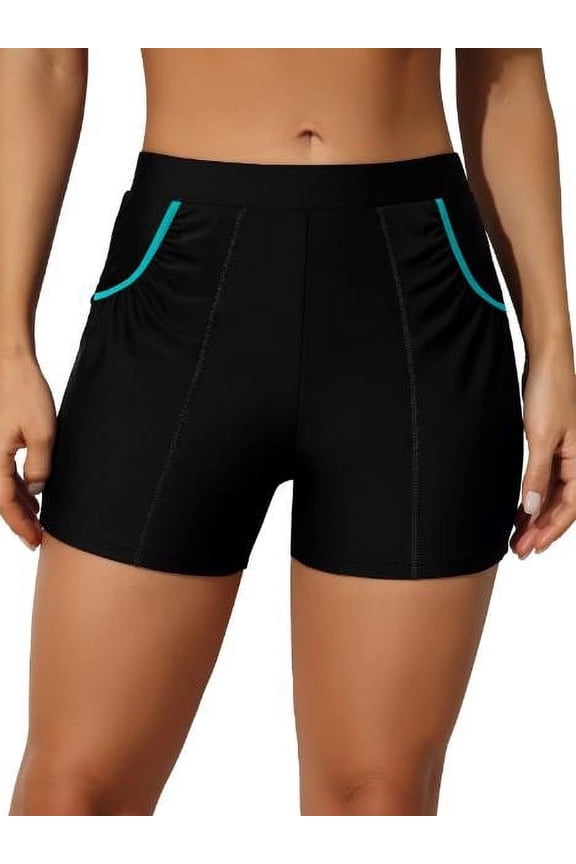 Women Athletic Shorts Sun Protection Swimming Bottoms with Pockets