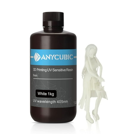ANYCUBIC 3D Printer Resin, 405nm SLA UV-Curing Resin with High Precision and Quick Curing & Excellent Fluidity for LCD 3D Printing (White 1kg)