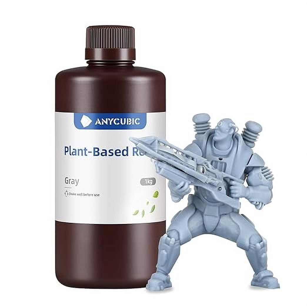 ANYCUBIC 3D Printer Resin, 405nm UV Plant-Based Rapid Resin, Low Odor, Photopolymer Resin for LCD 3D Printing,1kg Grey