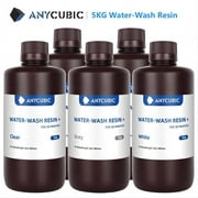 ANYCUBIC Water Washable Resin, 3D Printer Resin with Low Viscosity and Fast Printing, 405nm High Precision UV-Curing 3D Resin, Photopolymer Resin for 8K Capable LCD DLP 3D Printing (Random Color, 5KG)