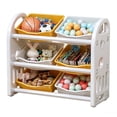 thumbnail image 1 of ANYEDDE Toy Storage Organizer with 3-layer structure and 6 Bins,Bookshelf/Bookcase, Kids Bin Shelf,Toys Box for Playroom Organization for Bedroom & Room Decor,Yellow White, 1 of 7