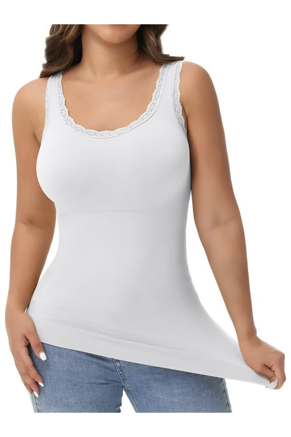 Lace Cami Shapewear Tank Tops for Women Tummy Control Body Shaper Slimming Camisole Compression Shirt