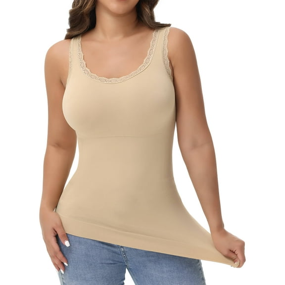 ANYFIT WEAR Lace Cami Shapewear Tank Tops for Women Tummy Control Body Shaper Slimming Camisole Compression Shirt