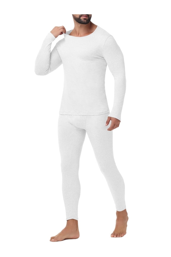 Long Johns Thermal Underwear for Men Base Layer Set Top & Bottom for Cold Weather