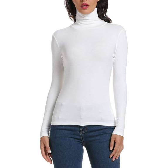 ANYFIT WEAR Long Sleeve Mock Turtleneck Stretch Slim Fitted Layer Basic Tee Tops Black White XL