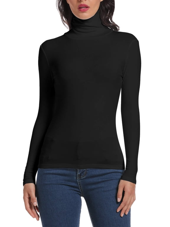 Long Sleeve Mock Turtleneck Stretch Slim Fitted Shirt Layer Basic Tee Tops Black XL