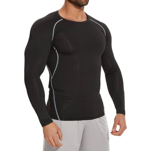 ANYFIT WEAR Men Athletic Cool Dry Fit T Shirts Long Sleeve Fitness Running Sports Muscle Gym Workout Patchwork Undershirt