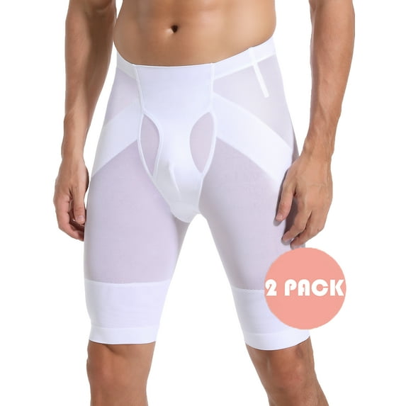 ANYFIT WEAR Men Tummy Control Shorts High Waist Slimming Shapewear Girdle Compression Underwear Body Shaper Boxer Brief Pack of 2