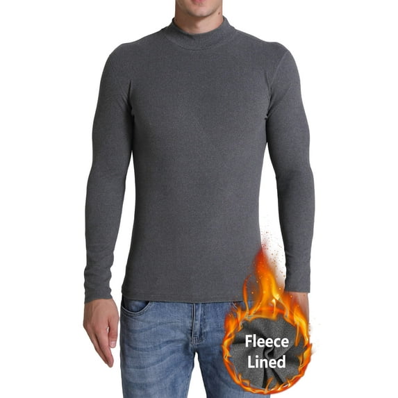 ANYFIT WEAR Men's Fleece Lined Mock Turtleneck Long Sleeve T Shirt Undershirt Top Thermal Pullover Sweater For Cold Weather