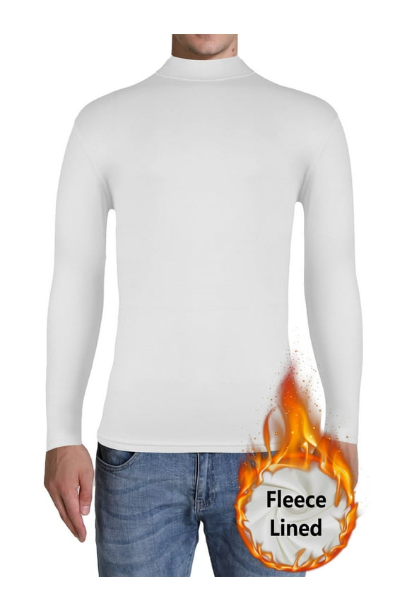 Men's Fleece Lined Mock Turtleneck Long Sleeve T Shirt Undershirt Top Thermal Pullover Sweater For Cold Weather
