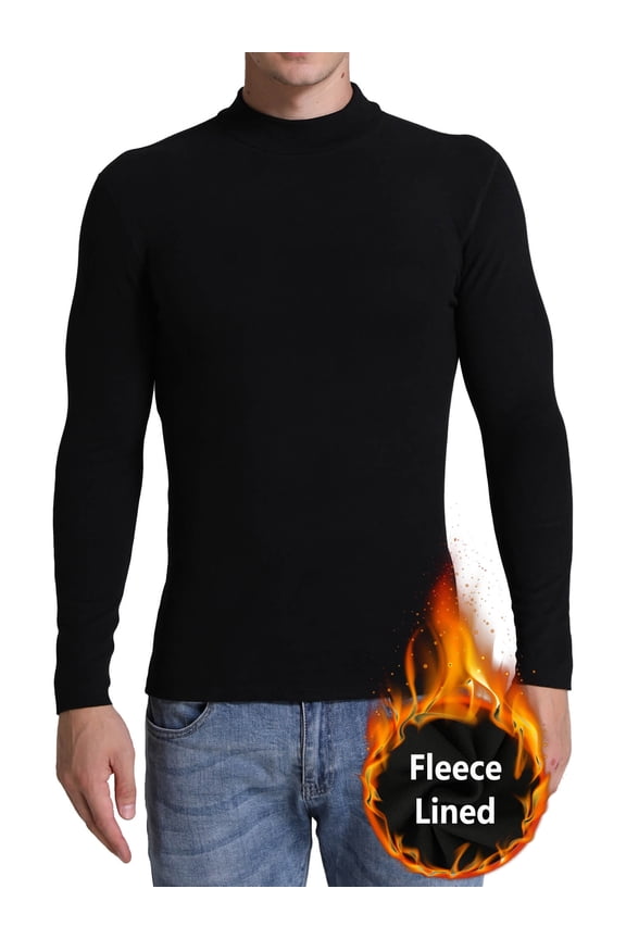 Men's Fleece Lined Mock Turtleneck Long Sleeve T Shirt Undershirt Top Thermal Pullover Sweater For Cold Weather