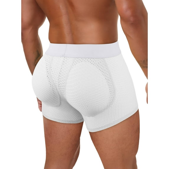 ANYFIT WEAR Mens Padded Butt Lifter Boxer Briefs Breathable Mesh Underwear Hip Enhancer Underpants