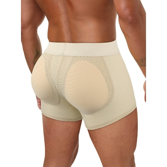 ANYFIT WEAR Mens Padded Butt Lifter Boxer Briefs Breathable Mesh Underwear Hip Enhancer Underpants