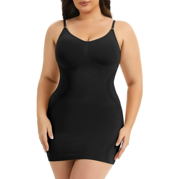 ANYFIT WEAR Plus Size Shapewear Slip Dress for Women Under Dress Tummy Control Slip Dress Body Shaper Cami Dress