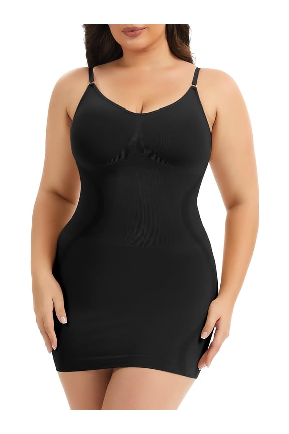 Plus Size Shapewear Slip Dress for Women Under Dress Tummy Control Slip Dress Body Shaper Cami Dress