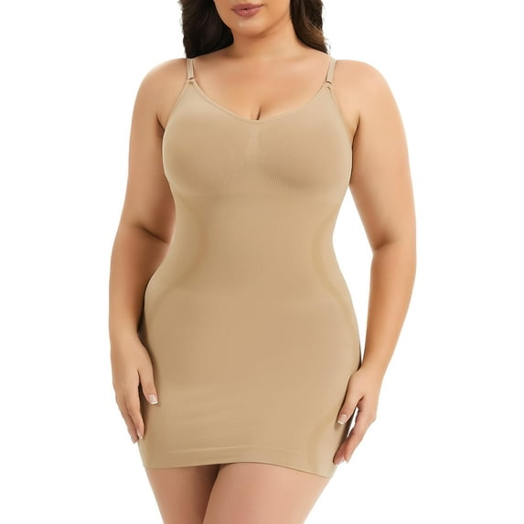 ANYFIT WEAR Plus Size Shapewear Slip Dress for Women Under Dress Tummy Control Slip Dress Body Shaper Cami Dress