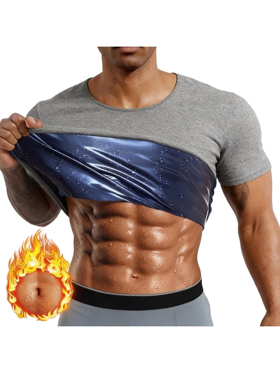 Sauna Suit for Men Sweat Shirt Workout Sports Fitness Compression T-Shirt Body Shaper