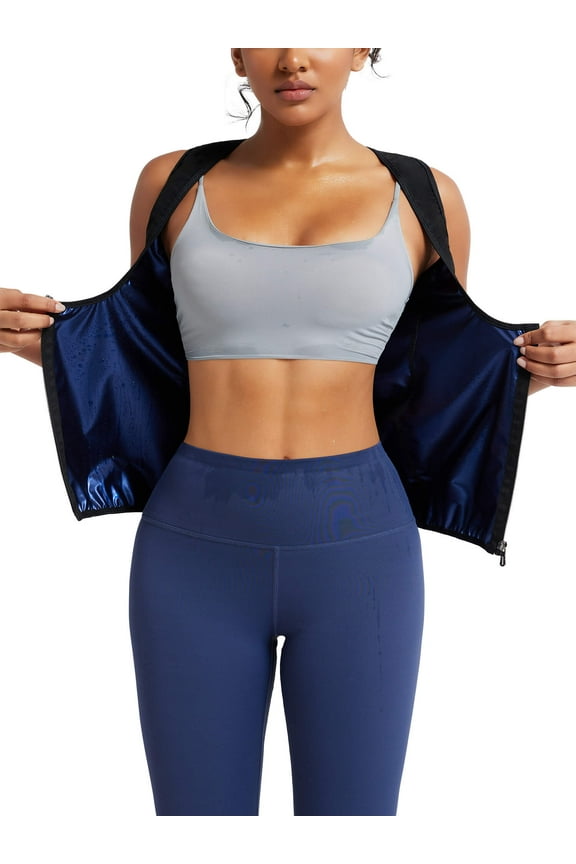 Sauna Suit for Women Waist Trainer Vest Sweat Tank Top Body Shaper with Zipper