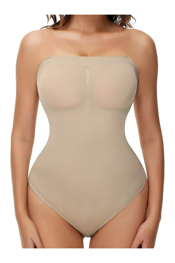 Strapless Shapewear Bodysuit for Women Tummy Control Waist Slimming Butt Lifter Body Shaper