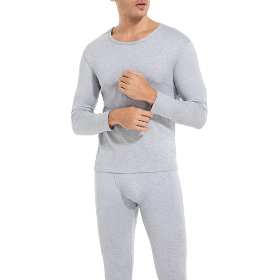 ANYFIT WEAR Thermal Underwear for Men Ultra Soft Long Johns Set Fleece Lined Warm Base Layer Top and Bottom for Cold Weather Gray S