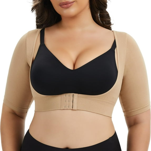 ANYFIT WEAR Women Plus Size Shapewear Upper Arm Shaper Short Sleeve Body Slimmer Compression Top