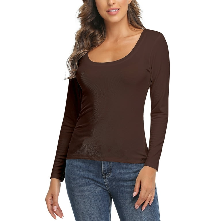 ANYFIT WEAR Women V Neck Long Sleeve Shirts Basic Layer Tee Shirt Low Cut  Tops(Black S) : : Clothing, Shoes & Accessories