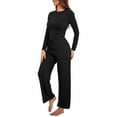 thumbnail image 1 of ANYFIT WEAR Women's 2 Piece Outfits Fall Tracksuits Long Sleeve Tee Tops Wide Leg Pants Spring Matching Loungewear Home Travel Sets, 1 of 6
