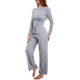 thumbnail image 1 of ANYFIT WEAR Women's 2 Piece Outfits Fall Tracksuits Long Sleeve Tee Tops Wide Leg Pants Spring Matching Loungewear Home Travel Sets, 1 of 6