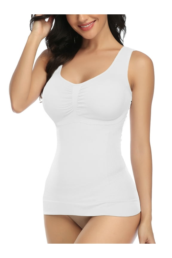 Women's Cami Shaper with Built in Bra Tummy Control Camisole Summer Sleeveless Tank Top Underskirts Shapewear Body Shaper (S-2XL)