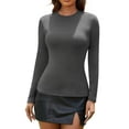 thumbnail image 1 of ANYFIT WEAR Women's Long Sleeve Shirt Crew Neck Slim Fit Tops Layer Basic T-Shirt Going Out T-Shirt, 1 of 6