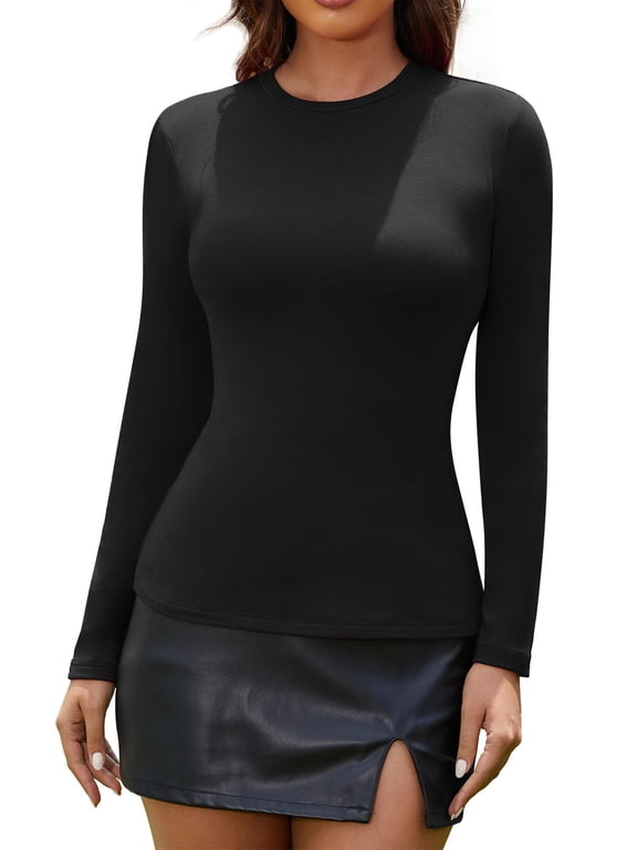Women's Long Sleeve Shirt Crew Neck Slim Fit Tops Layer Basic T-Shirt Going Out T-Shirt