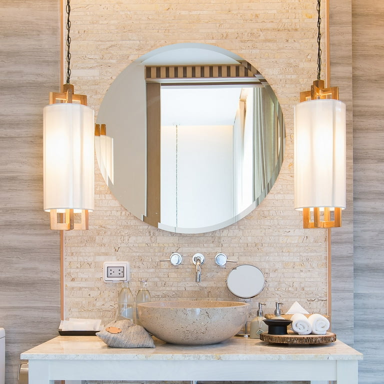 Frameless sales round mirror