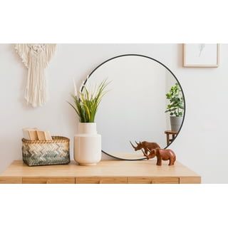 24'' Black Circle Mirror, Round Wall Mirror for Bathroom Vanity, Home Decor  Metal Frame Mirror for Entryway Living Room