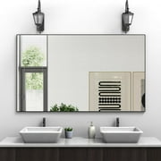 ANYHI 60"x36" Oversized Modern Rectangle Bathroom Mirror with Balck Frame Decorative Large Wall Mirrors for Bathroom Living Room Bedroom Vertical or Horizontal Wall Mounted Mirror with Aluminum Frame
