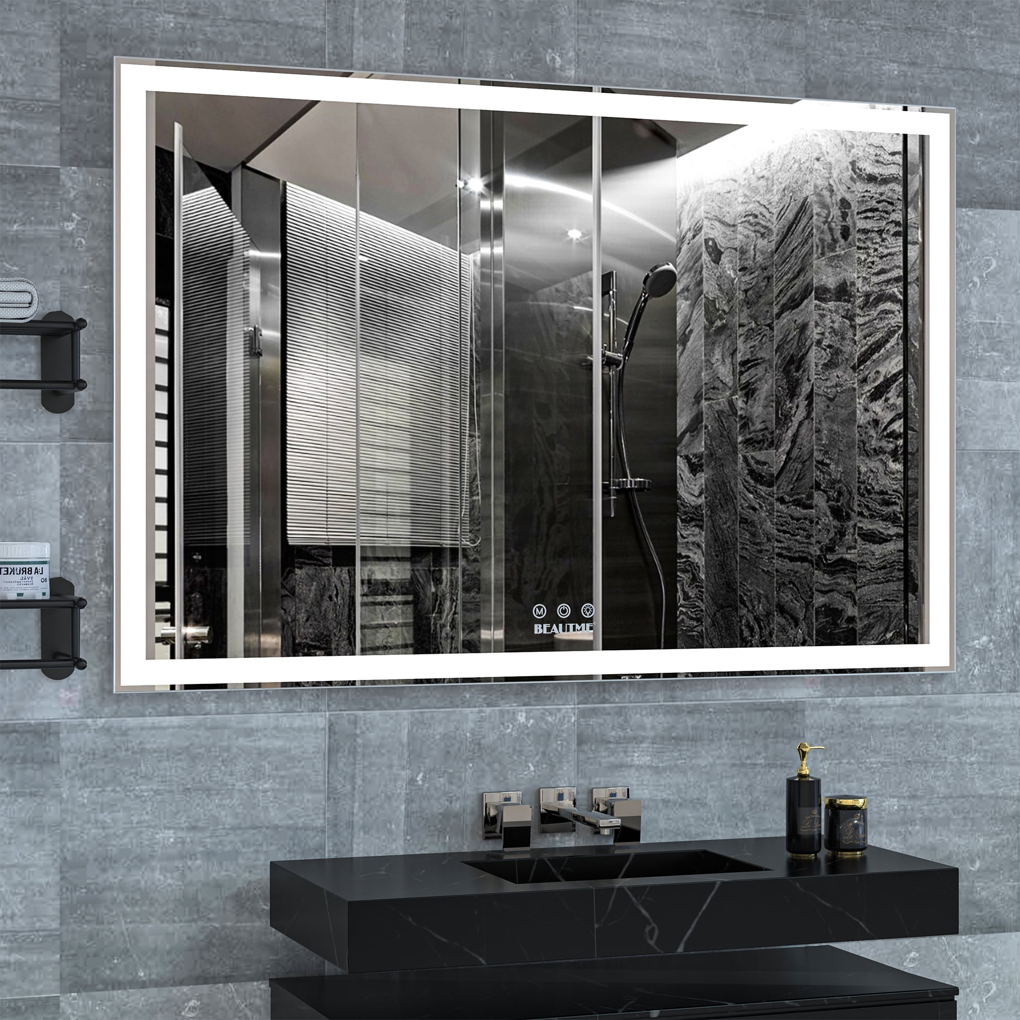ANYHI 60x40 inch Oversized LED Bathroom Mirror Wall Mounted Mirror with 3 Color Modes Aluminum Frame Large Wall Mirror for Bathroom Mirror Walmart